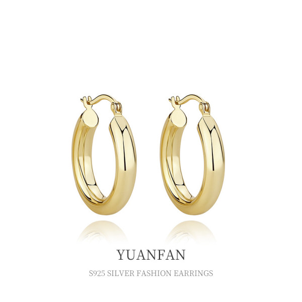 A35693 s925 sterling silver vintage fashion circle earrings