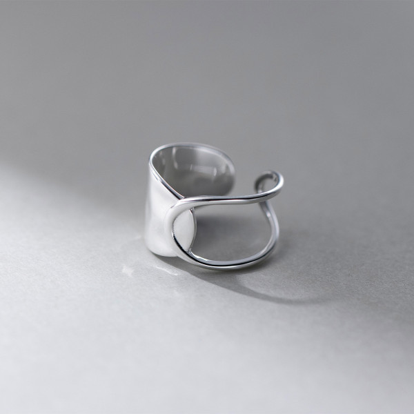 A42831 s925 sterling silver wide hollowed fashion ring