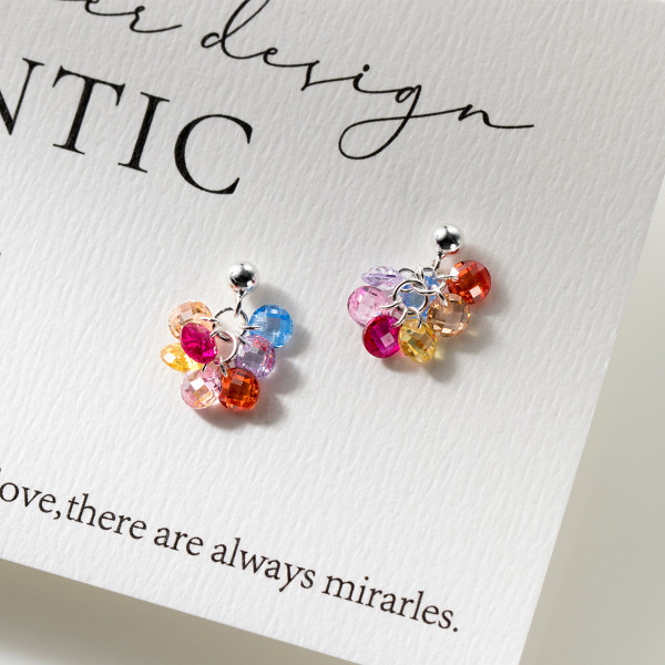 A44521 s925 sterling silver trendy elegant colorful cubic zirconia stud earrings