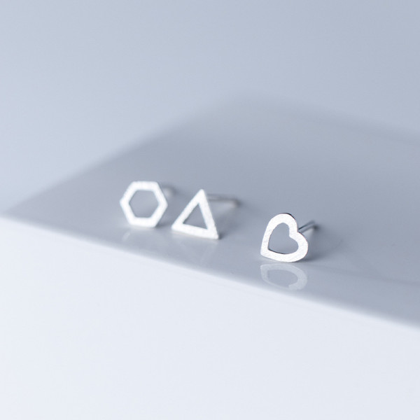 A35806 s925 sterling silver trendy geometric hollowed earrings