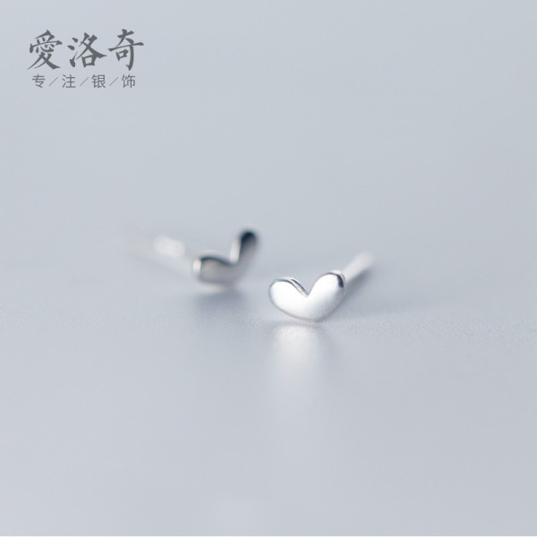 A42189 s925 silver cute heart stud trendy heartshape piercing earrings