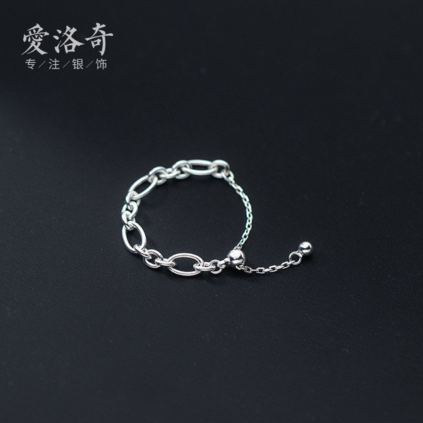 A33511 s925 sterling silver trendy fashion simple chain unique ring