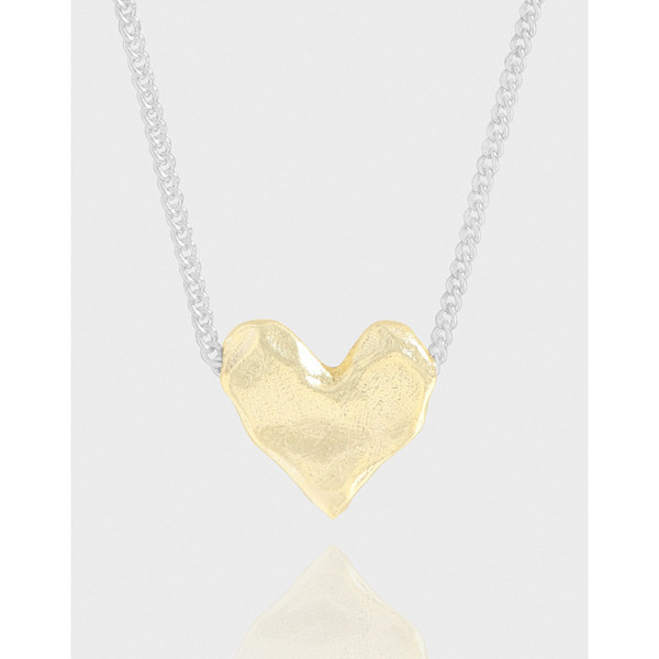A42619 design wrinkled heart sterling silver s925 necklace