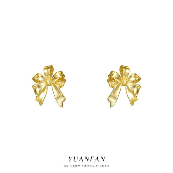 A42594 sterling silver butterfly stud elegant fashion gold metal earrings