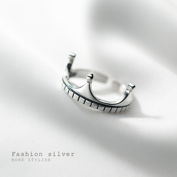 A32094 s925 sterling silver unique chic silver crown ring