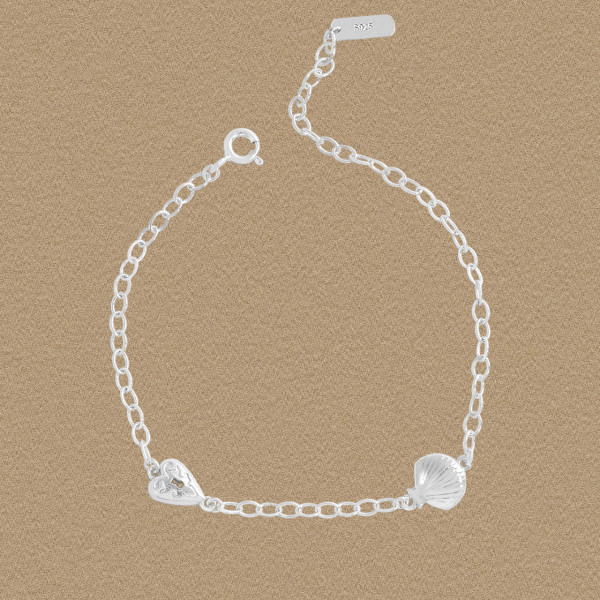 A44277 shell heart charm sterling silver s925 heartshape bracelet
