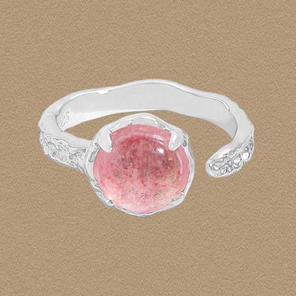 A46218 natural strawberry s925 sterling silver adjustable ring