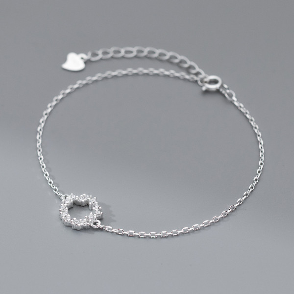 A40707 s925 sterling silver rhinestone circle hollowed charm design bracelet