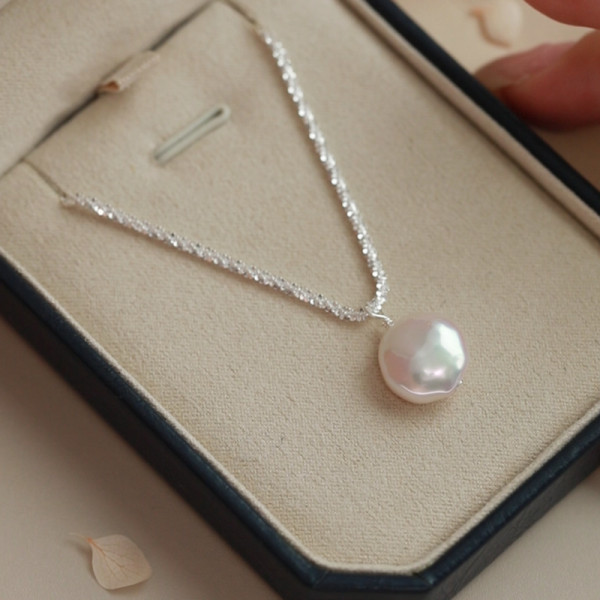 A39733 s925 sterling silver elegant pearl grade necklace