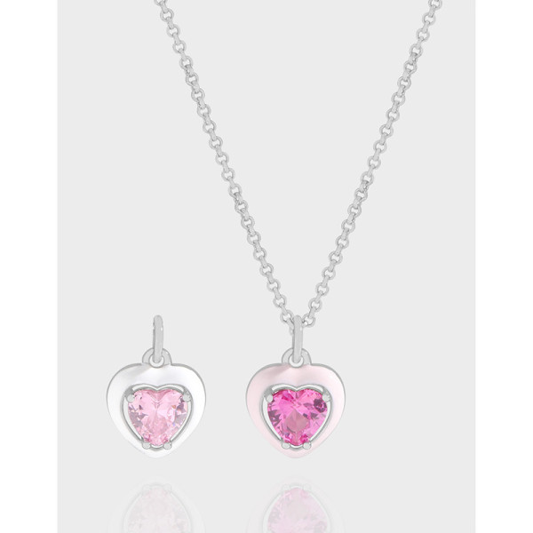 A41477 design heart glazed cubic zirconia sterling silver s925 necklace