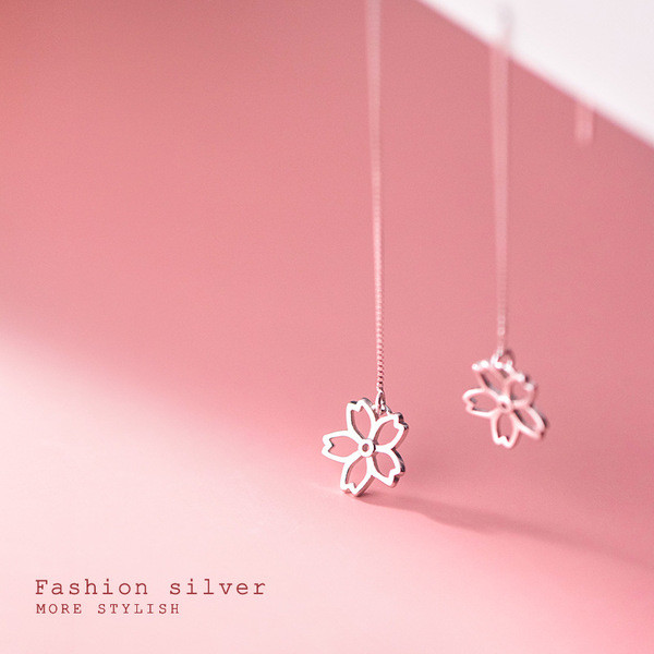 A31812 s925 sterling silver string simple hollowed sweet chic earrings