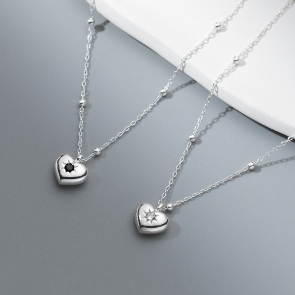 A41250 s925 sterling silver trendy rhinestone sun heart elegant sweet necklace