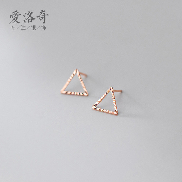 A31615 s925 sterling silver geometric simple unique triangle hollowed chic earrings