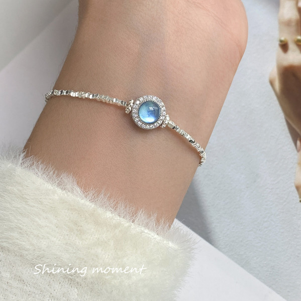 A43097 s925 silver vintage rhinestone charm elegant bracelet