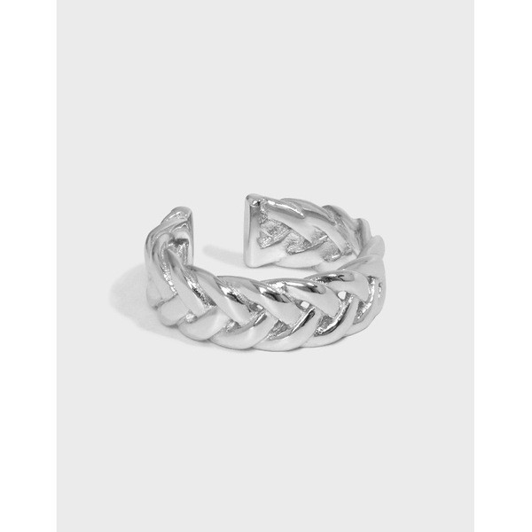A31837 minimalist thick twist braided quality s925 sterling silver adjustable ring
