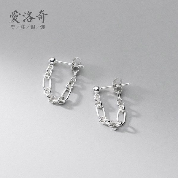 A31751 s925 sterling silver chic simple oval geometric earrings