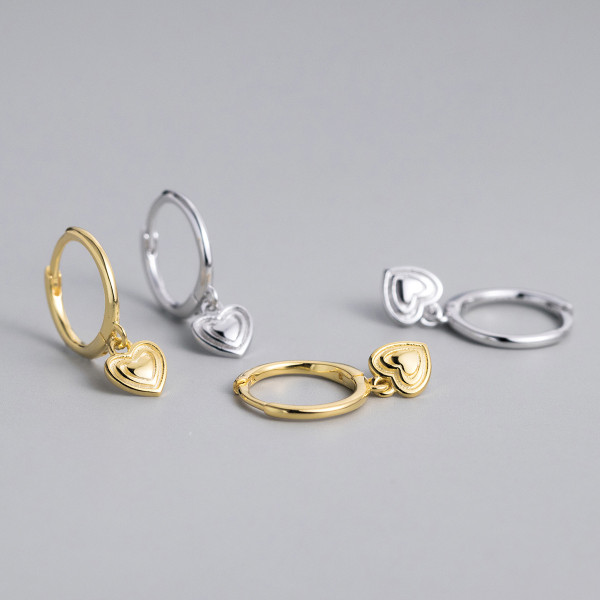A41168 s925 silver sweet elegant heart geometric heartshape earrings