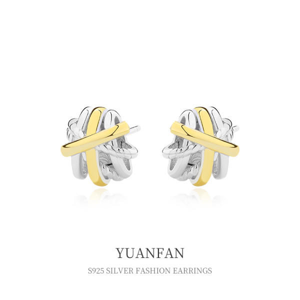 A39353 sterling silver geometric bar stud unique earrings