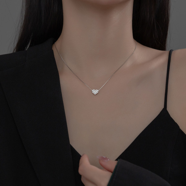 A36933 s925 sterling silver trendy sweet heart necklace