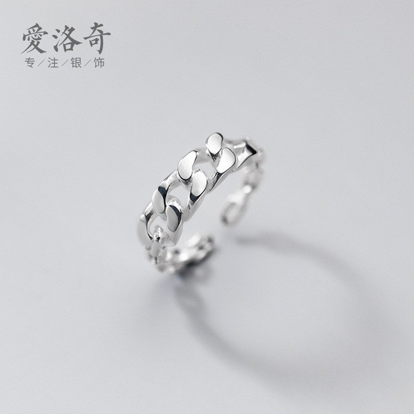 A32174 s925 sterling silver hollowed geometric chic fashion trendy ring