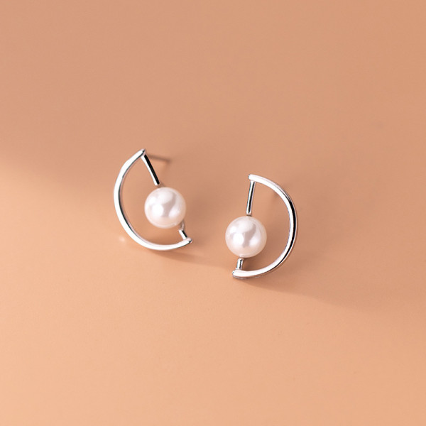 A35933 s925 sterling silver chic fashion pearl earrings