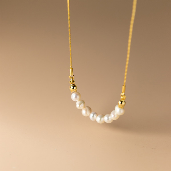 A45409 s925 silver pearl elegant short necklace