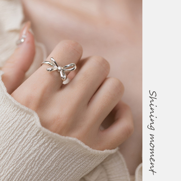 A39804 s925 silver big butterfly fashion simple bar ring