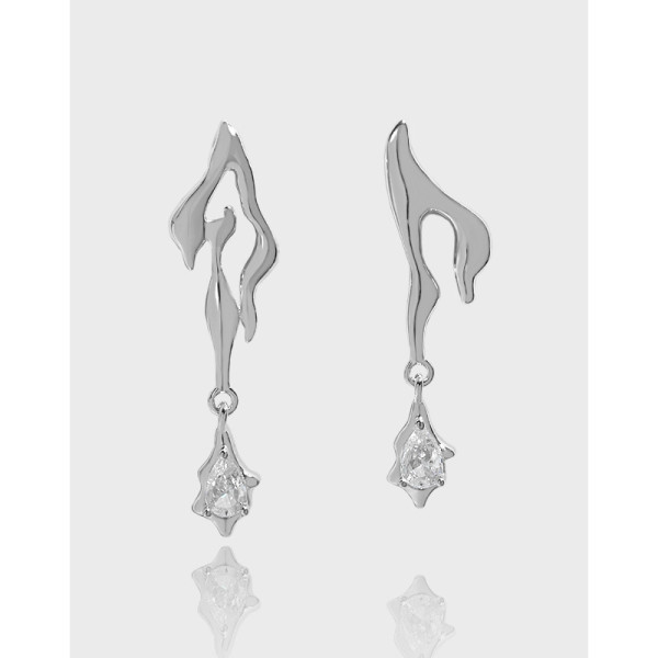 A36038 design minimalist asymmetric cubiczirconia qualitys925 sterling silver earrings