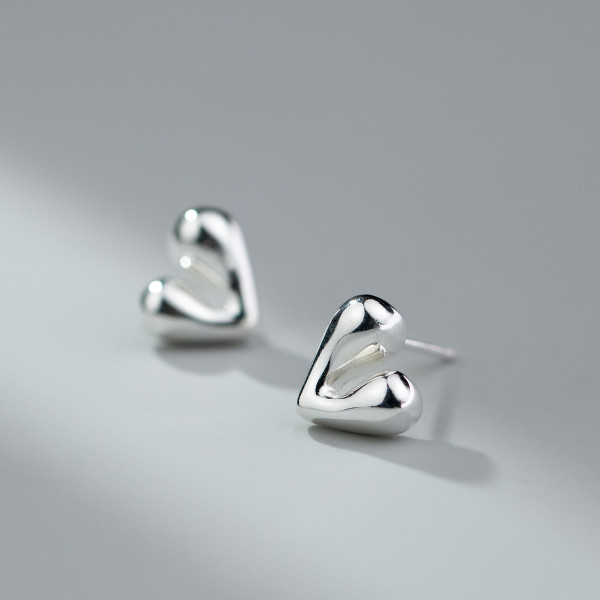 A39523 s925 sterling silver heart stud trendy design earrings