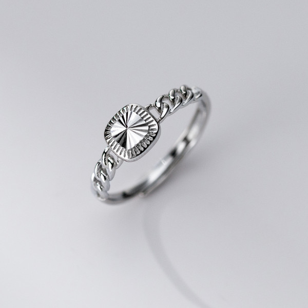 A42762 s925 sterling silver simple unique fashion square ring