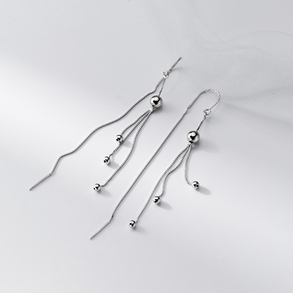 A42311 s925 sterling silver simple fringe string design earrings