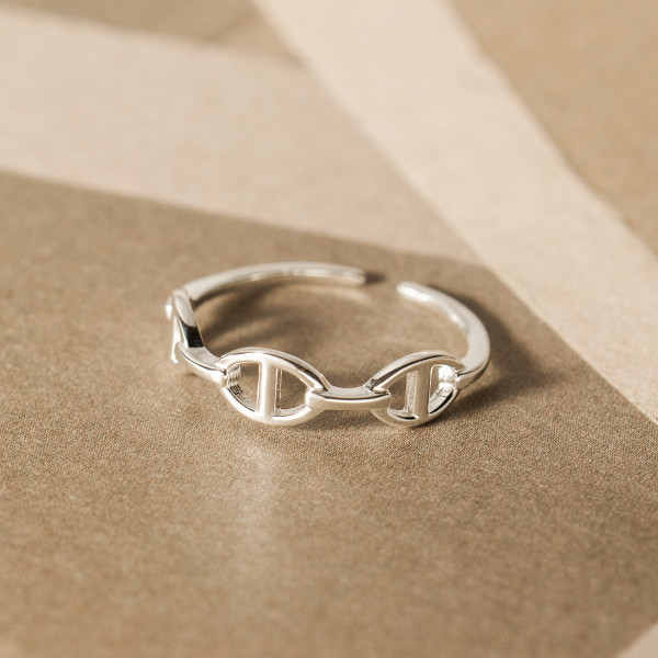 A41901 s925 silver chain bar hollowed fashion cute adjustable ring