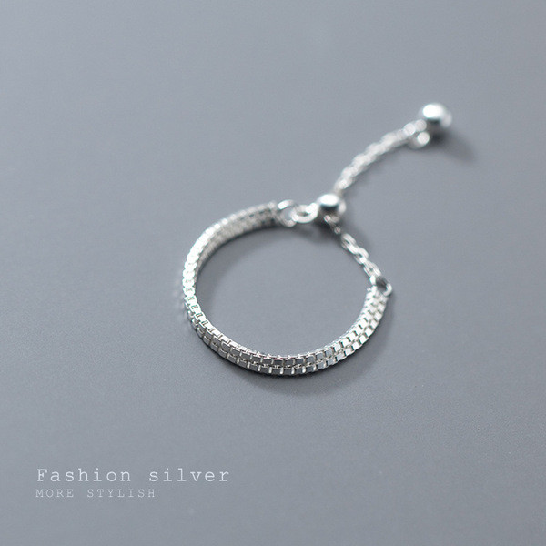 A32187 s925 sterling silver unique adjustable boxchain chai ring