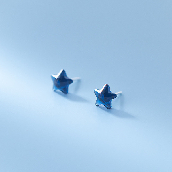 A33235 s925 sterling silver simple trendy blue star chic earrings
