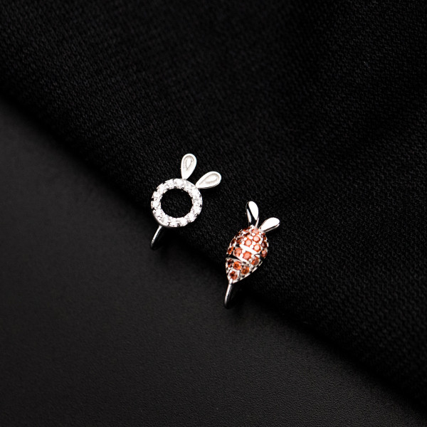 A37060 s925 sterling silver sweet cute rhinestone asymmetric chic cliponM earrings
