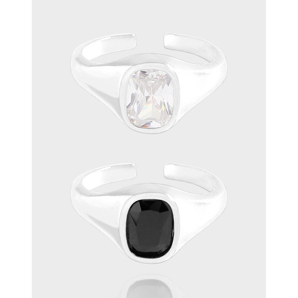 A41447 design square cubic zirconia adjustable sterling silver s925 ring