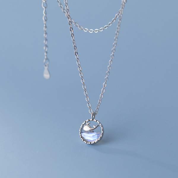 A38403 s925 sterling silver rhinestone design sweet necklace