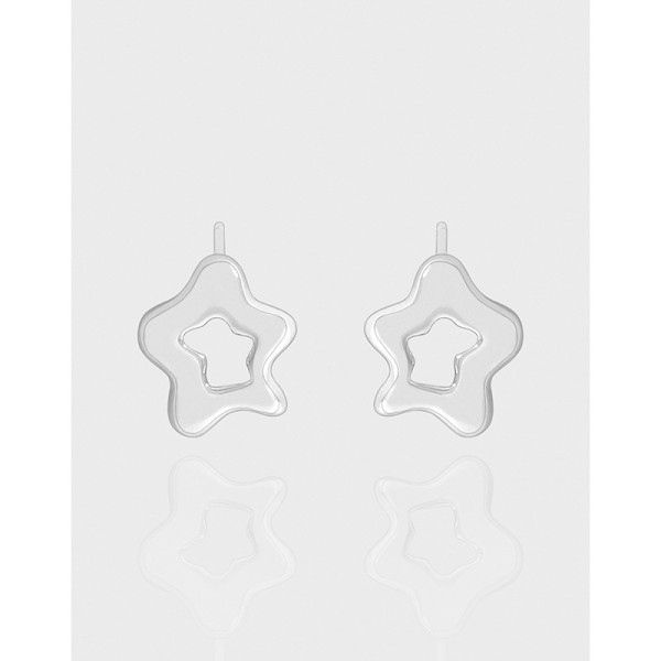 A43962 hollowed stars stud sterling silver s925 earrings