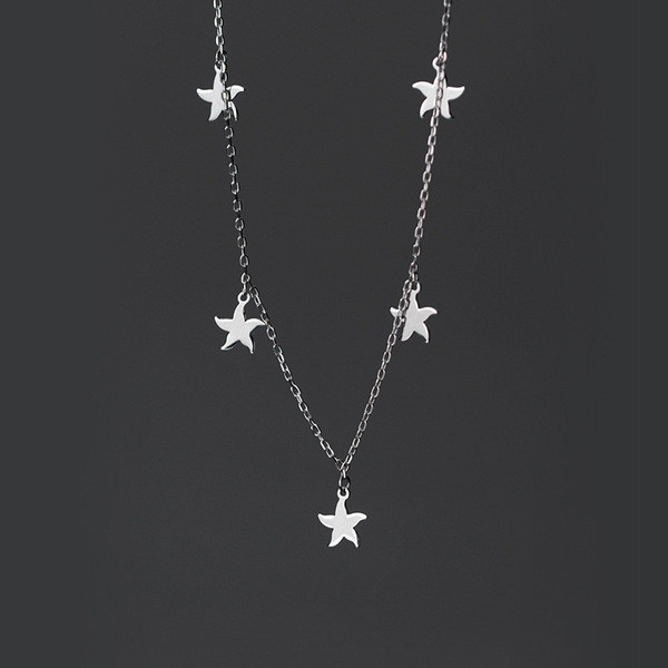 A31248 s925 sterling silver trendy sweet starfish necklace
