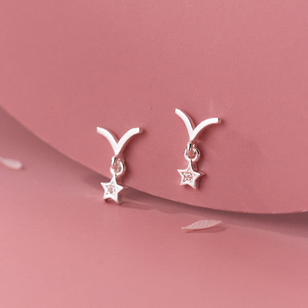 A38066 s925 sterling silver design rhinestone stars stud dainty earrings