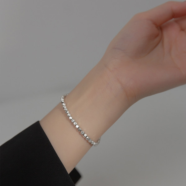 A36461 s925 sterling silver silver thai silver beaded charm bracelet
