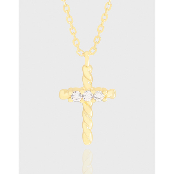 A42608 design twist cubic zirconia sterling silver s925 necklace