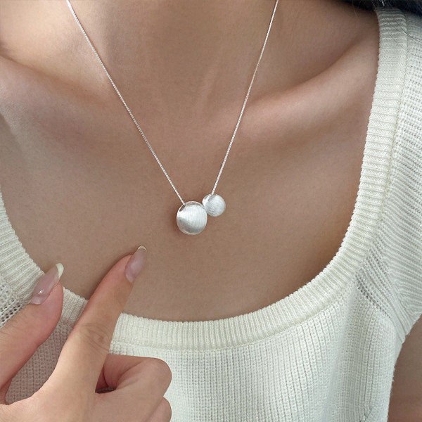 A46156 s925 silver dainty simple circle necklace