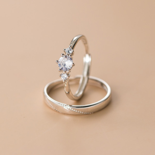 A44461 s925 sterling silver dainty simple fashion elegant rhinestone ring