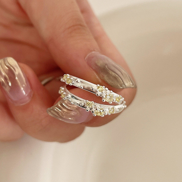 A33478 minimalist 925 sterling silver rhinestone ring