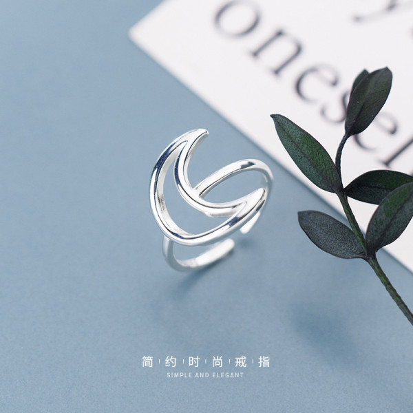 A35060 s925 sterling silver fashion hollowed moon chic ring