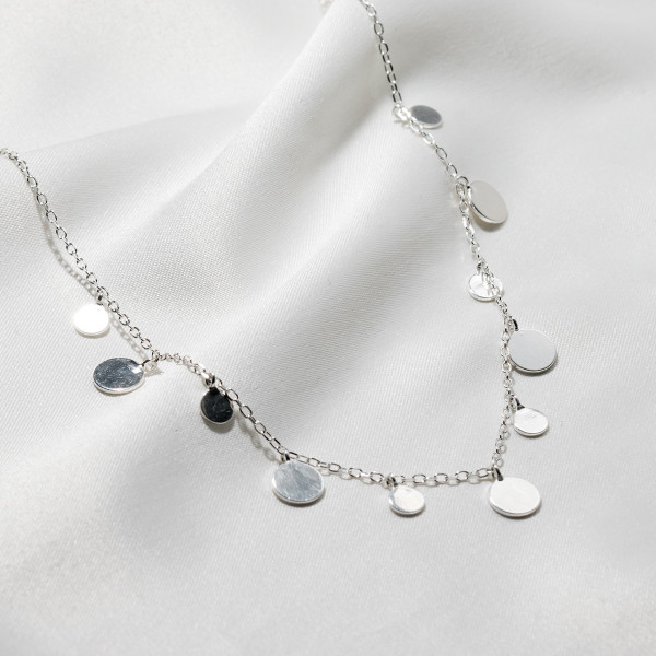 A44265 s925 sterling silver trendy sweet unique simple plate necklace