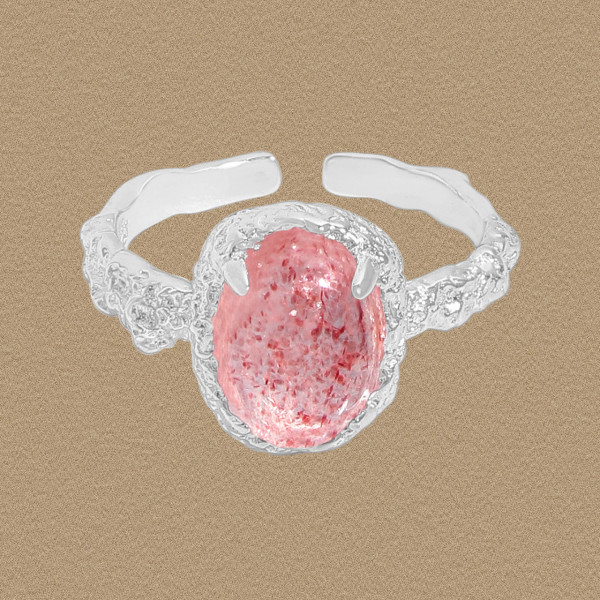 A46219 natural strawberry s925 sterling silver ring