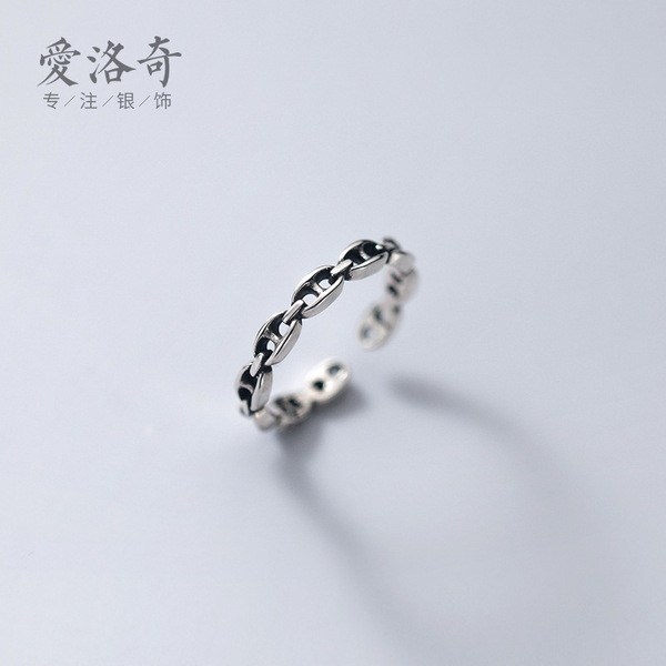A32147 s925 sterling silver fashion vintage silver oval hollowed ring