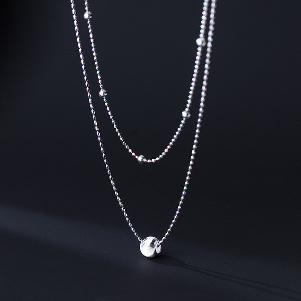 A34042 s925 sterling silver doublelayer necklace